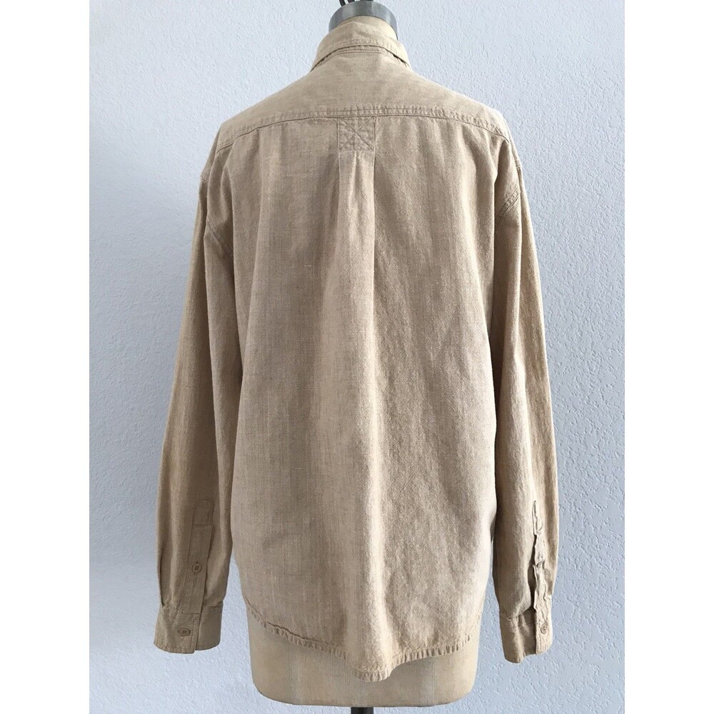 Vintage Pierre Cardin Tan Neutral Cotton Long Sleeve Safari Shirt Women's Size M - Picture 4 of 7